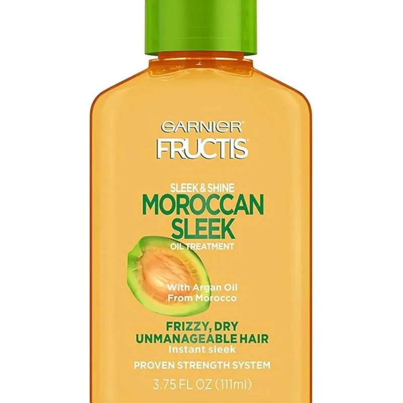Garnier Fructis Sleek & Shine - Tratamiento de aceite elegante marroquí para cabello encrespado