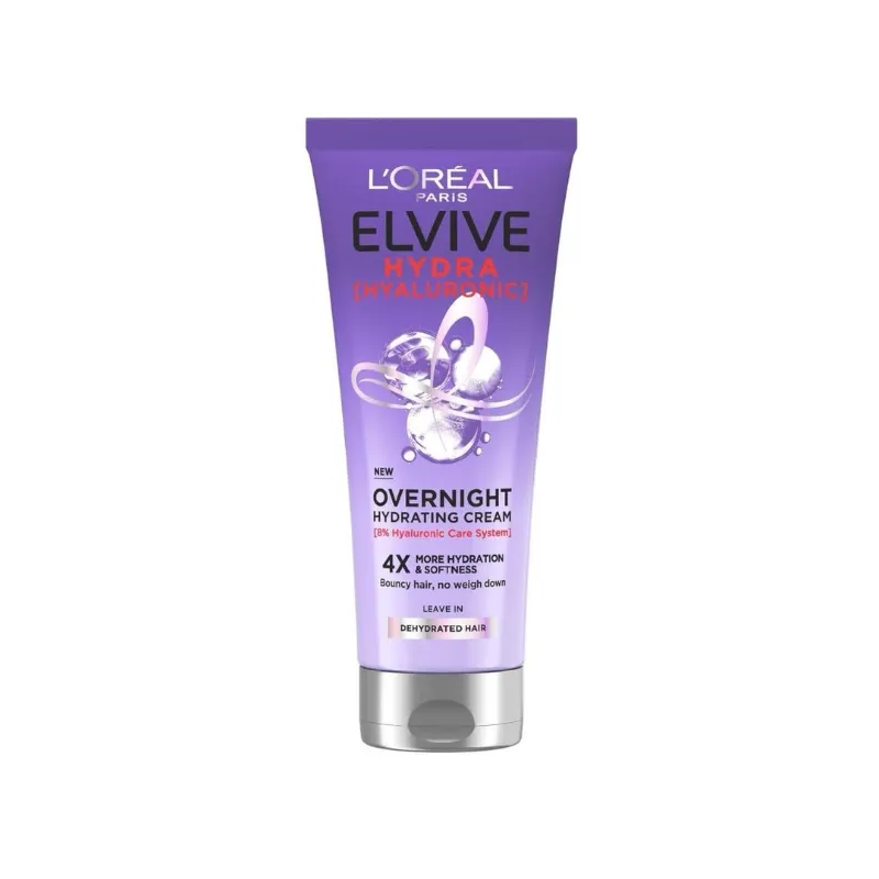 L'Oreal Paris L'Oréal Paris Elvive Hydra Crema hidratante de noche con ácido hialurónico para cabello seco, 200 ml