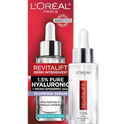L'Oreal Paris Revitalift - Suero de ácido hialurónico puro 1.5% para cara, suero antienvejecimiento para hidratar la piel y reducir las arrugas, cuidado de la piel sin fragancia para todo tipo de piel