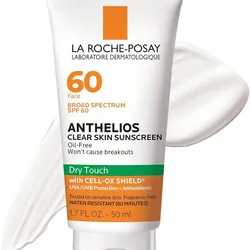 La Roche-Posay Anthelios Clear Skin Protector solar Dry Touch SPF 60 | Protector solar sin aceite para cara | Absorción de aceite | SPF de amplio espectro + antioxidantes | No graso | Sin oxibenzona |