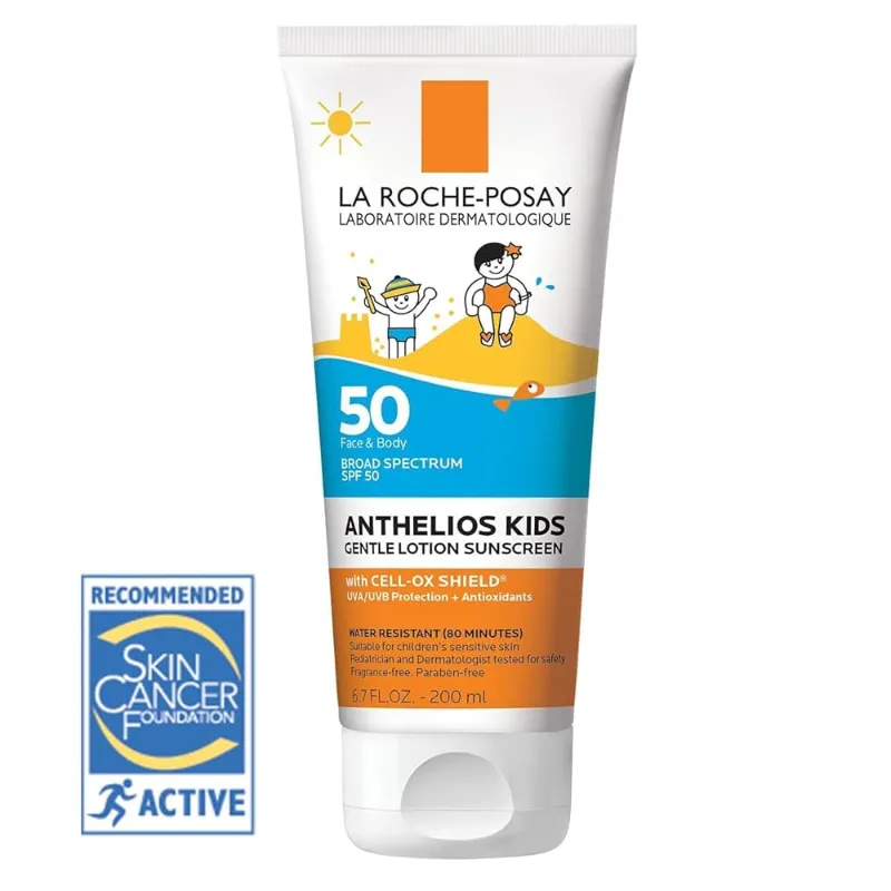 La Roche-Posay Anthelios Kids Gentle Lotion Protector solar SPF 50 | SPF de amplio espectro + antioxidantes | Protector solar para niños | Sin octinoxato y oxibenzona | Probado por pediatras 