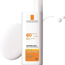 La Roche-Posay Anthelios Light Fluid Face Protector solar de amplio espectro SPF 60, protector solar para piel sensible, libre de oxibenzona, sin aceite, no comedogénico