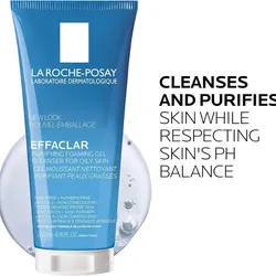 La Roche-Posay Effaclar - Limpiador de gel espumoso purificador para pieles grasas | Con Pidolato de zinc para eliminar el exceso de aceite y brillo | Sin alcohol y sin aceite |