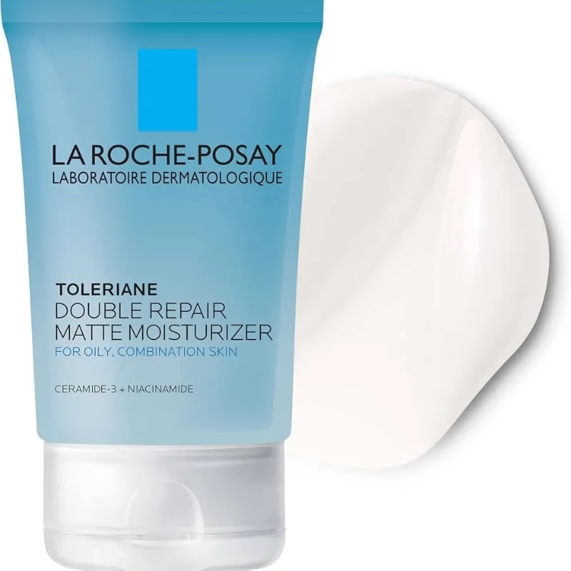 La Roche-Posay Toleriane - Hidratante facial mate de doble reparación, hidratante diario para piel grasa con ceramida y niacinamida para todos los tonos de piel, sin aceite, no comedogénico