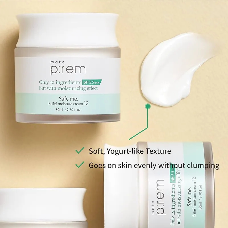 MAKEP:REM Safe Me. Crema hidratante para pieles secas y sensibles - Crema hidratante de noche - Hidratante y nutritiva, reduce el enrojecimiento, el acné y las arrugas con hipoalergénico, natural,