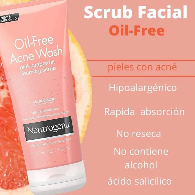 Neutrogena Exfoliante espumoso de pomelo rosado sin aceite para el acné