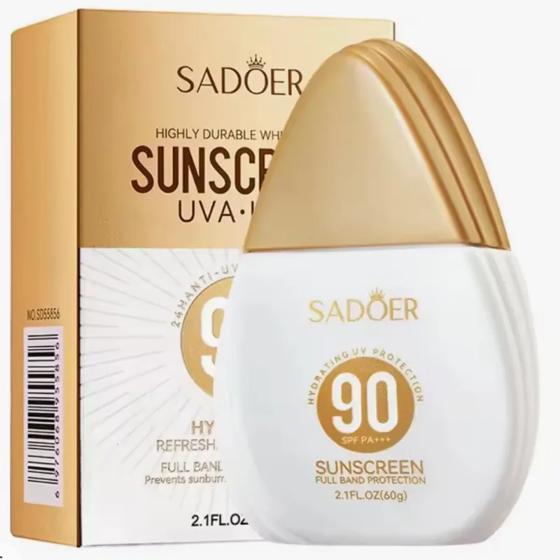 SADOER Spf 90+ Protector solar para cara Cuerpo Cremas bloqueadoras solares Bloqueador solar Protector solar facial refrescante no graso resistente a los rayos UV
