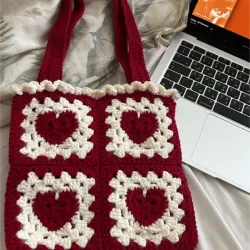 Heart granny square bag