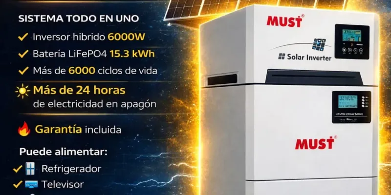 ⚡ Kit Solar para Casa Completa | 8 Paneles Jinko 565W + Sistema con Batería de Litio 15.3kWh