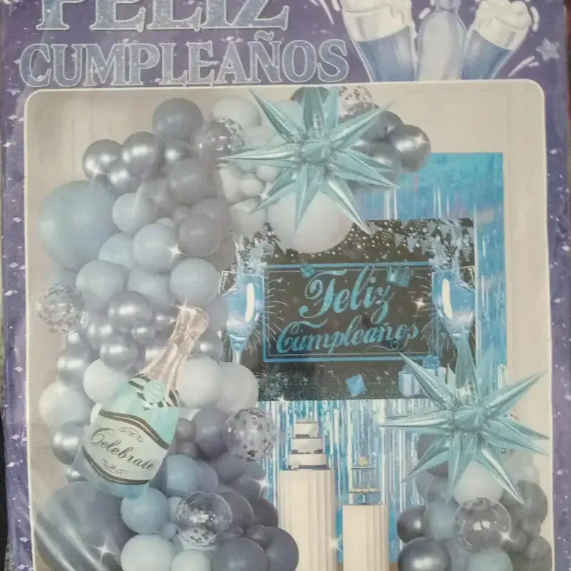 Set decorativo de botella azul
