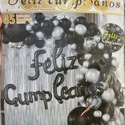 Set decorativo negro y plateado 