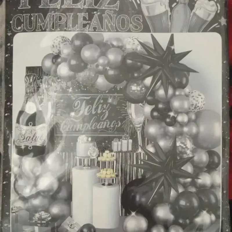 Set decorativo de botella negro y plateado 