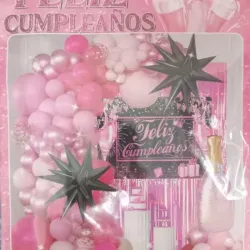 Set decorativo de botella rosado