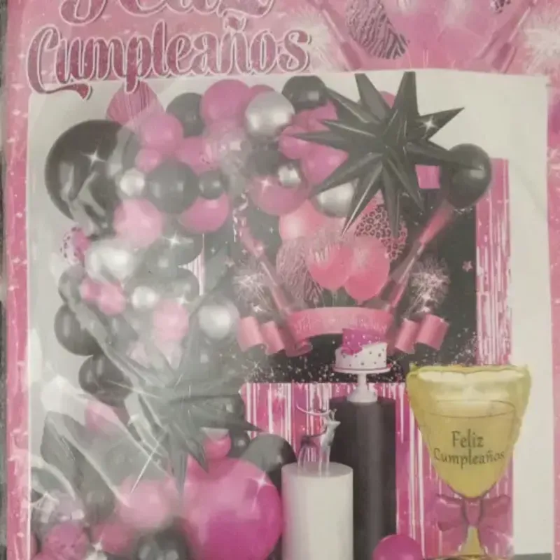 Set decorativo de copa rosado y negro