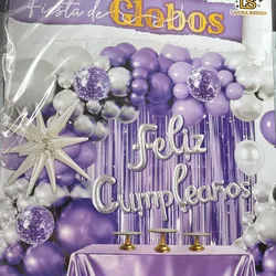 Set decorativo morado y plateado