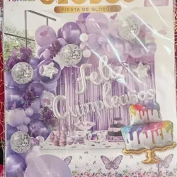 Set decorativo morado y plateado