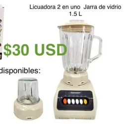 Licuadoras 2 en uno  Jarra de cristal, 30 USD 