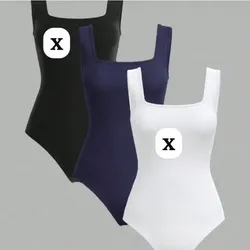 Body casual de escote cuadrado unicolor