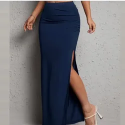 Falda fruncido lateral con apertura