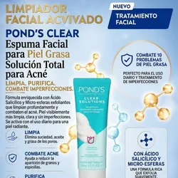 Pond´s Clear Solutions Espuma Limpiadora Facial piel grasa 