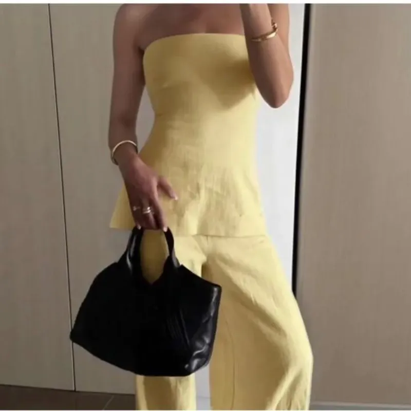 Set de top bandeau y pantalón