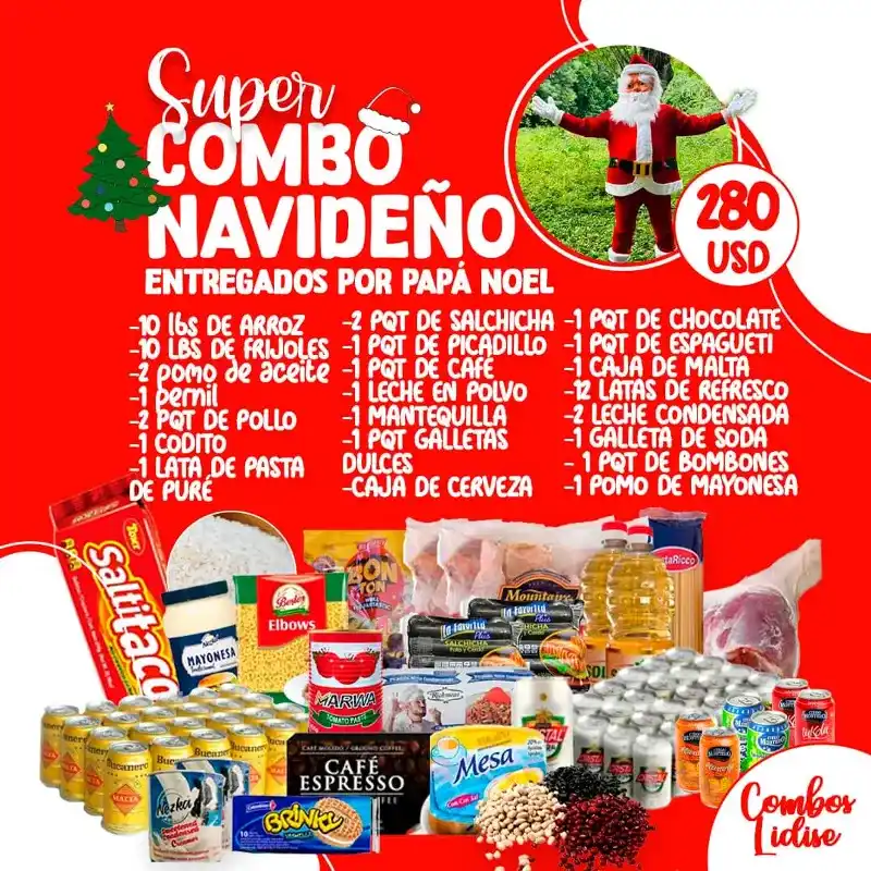  Combos de alimentos sorpresa entregados por santa Claus o Papá Noel  ( Incluyen fotos y video editado de la reacción de su familia )