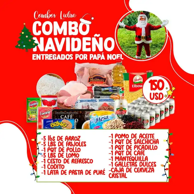  Combos de alimentos sorpresa entregados por santa Claus o Papá Noel  ( Incluyen fotos y video editado de la reacción de su familia )
