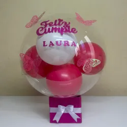 Caja de bombones con globo burbujas 