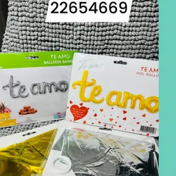 Cartel te amo , dorado y plateado