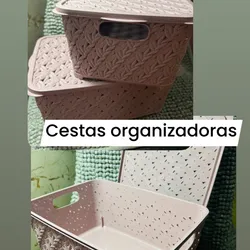 Cestas organizadoras con su tapa , excelente material