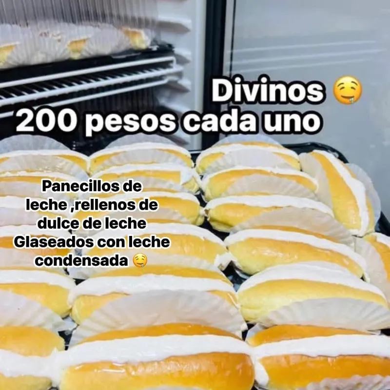 Craquelin, panecillos de leche , rellenos con dulce de leche ,glaseados con leche condensada 