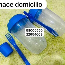 Posuelo , con cubierto y su vasito , de lo más práctico 