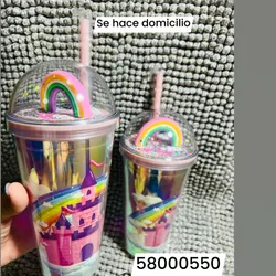 Vaso de arcoíris 🌈, tienen luces , súper lindo