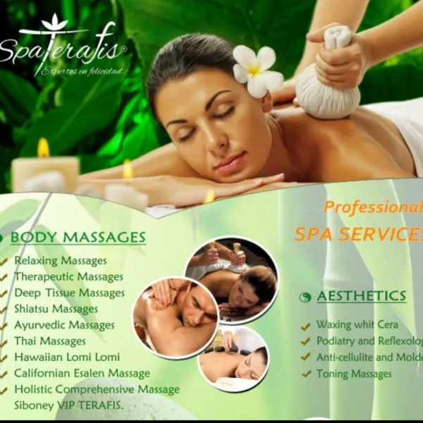 Center Wellness & SPA

SPA TERAFIS is a comprehensive body-mind-spirit care project.

He directs the only Massage Academy in the Country, recognized by the ALTSPA Latin American SPA & Wellness Association.

22 years of experience, with a SPA chain in the country, offering its range of SPA services in hotels, spiritual retreats and Wellness centers, guarantee the trajectory and professionalism of the TERAFIS SPA Brand.
