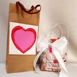 Combo con cristal, jarra y bolsa transparente 