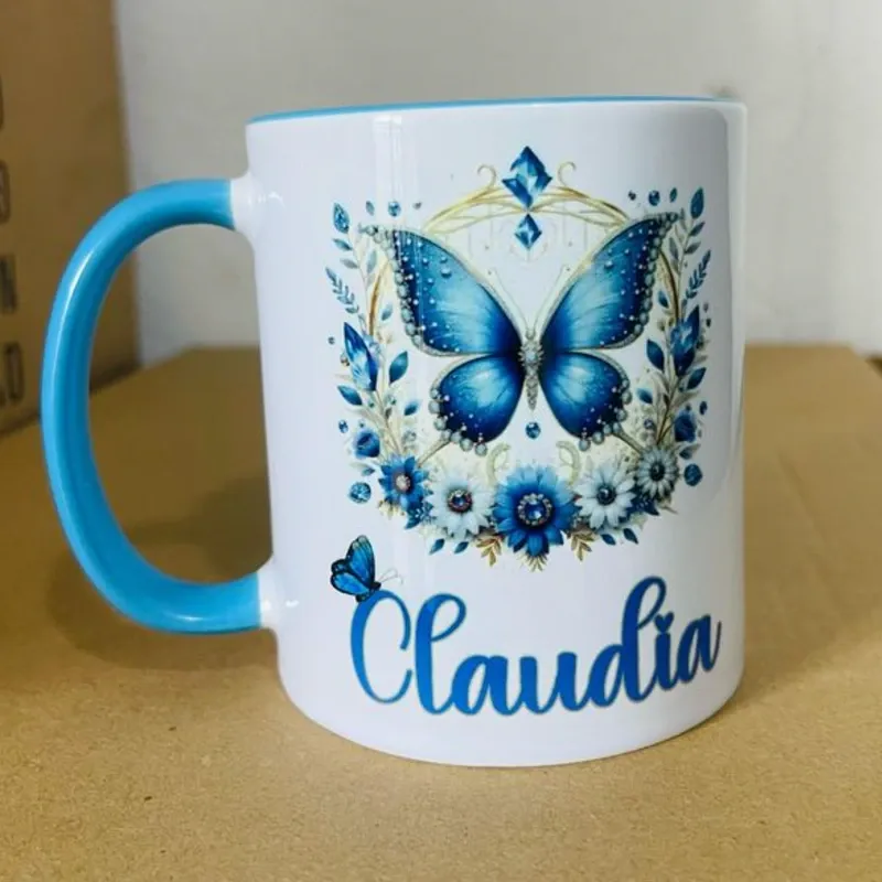 Jarra blanca y azul