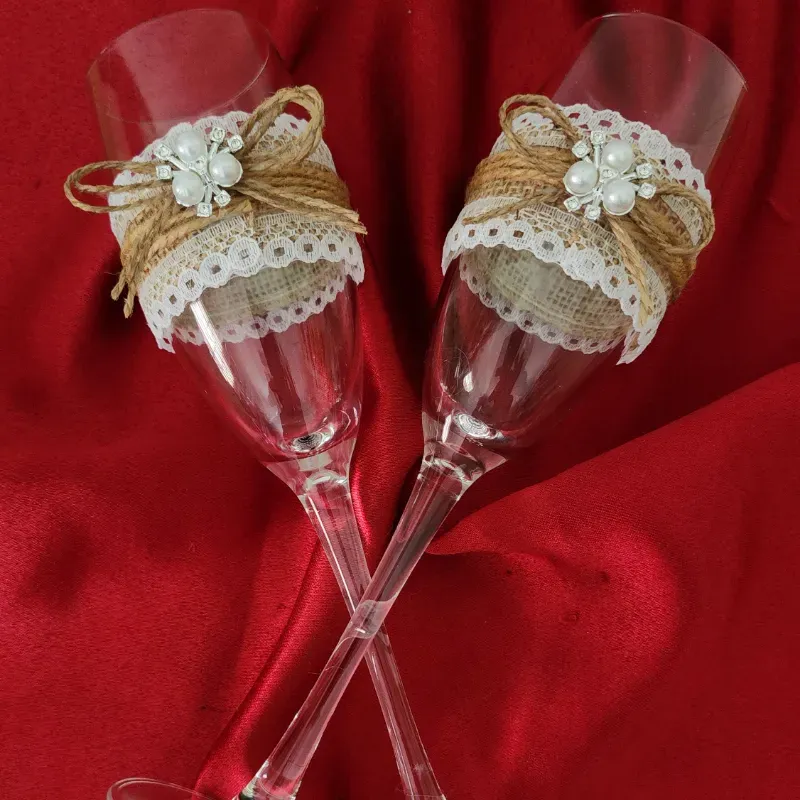 Juego de 2 Copas decoradas o grabadas