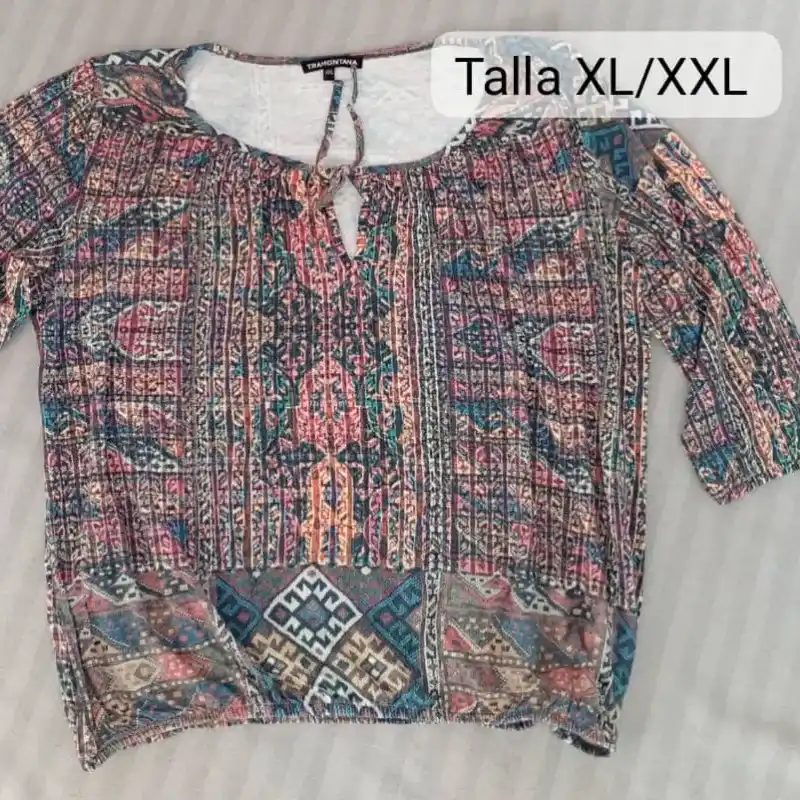 Blusa de algodón, mangas 3/4 