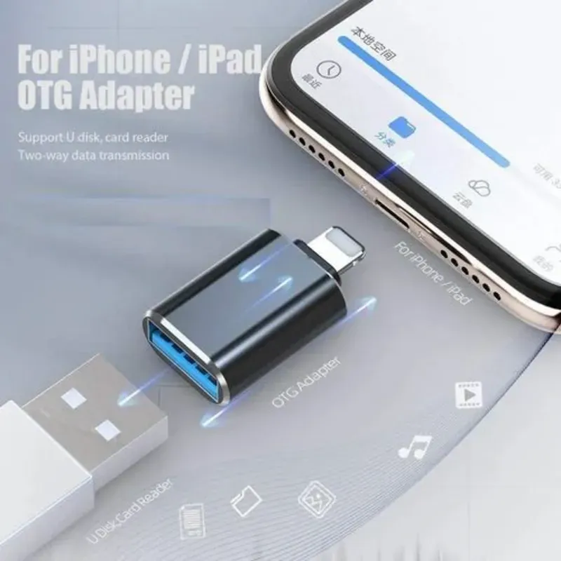 Adaptador OTG metálico iPhone a USB