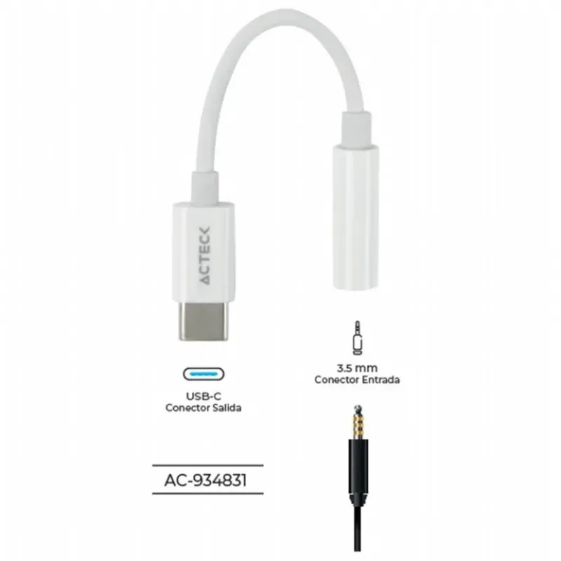 Adaptador para Tipo C a Jack 3.5 mm