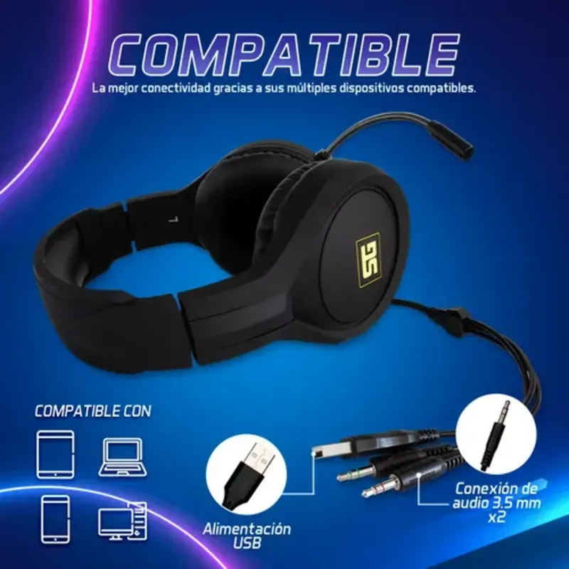 Audífono Casco Gaming RGB marca Vorago HS-501