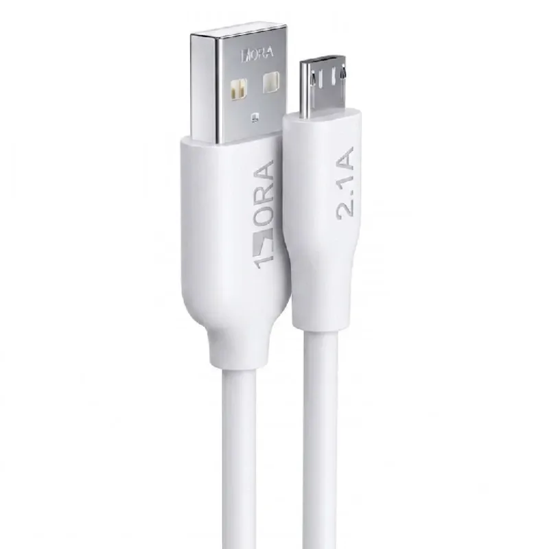 Cable 1Hora 2.1A puerto V8 a USB - Blanco