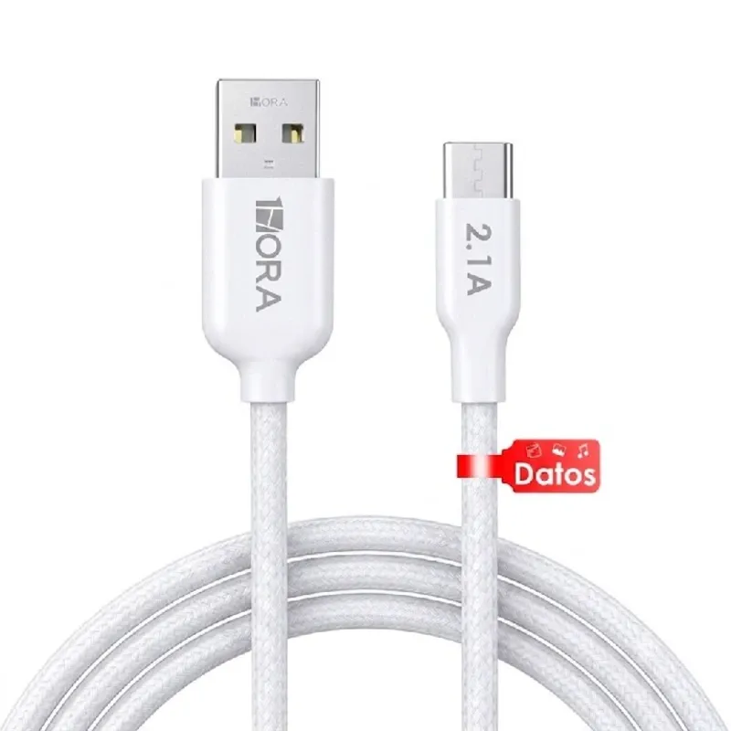 Cable 1Hora 2.1A puerto Tipo C a USB - Blanco