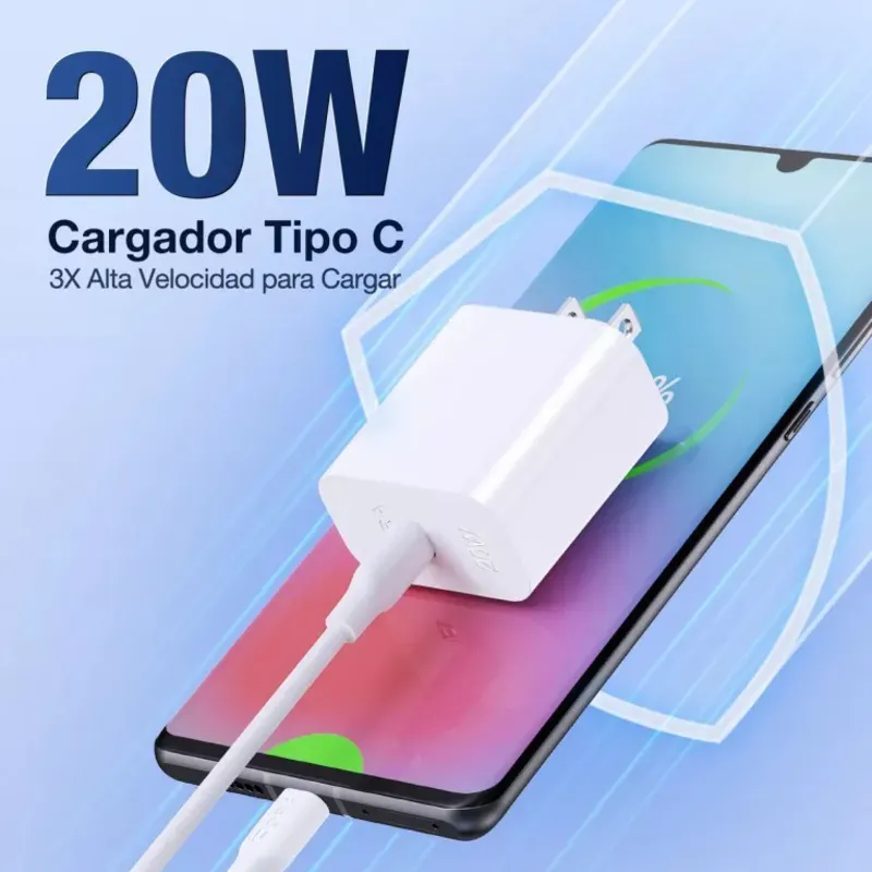 Cargador y Cable 1Hora 20W Tipo C a Tipo C
