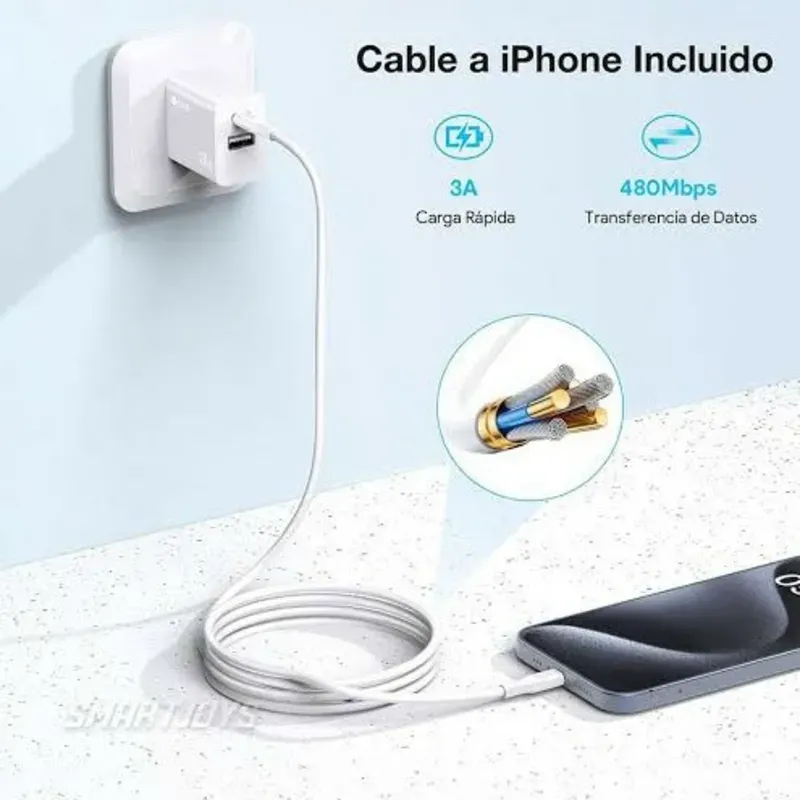 Cargador y Cable iPhone 1Hora 20W Puerto A+C