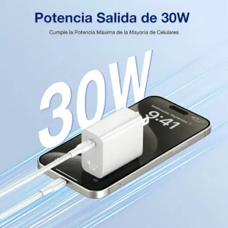 Cubo de carga 1Hora puerto Tipo C de 30W