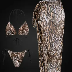 Bikini de tres piezas animal print