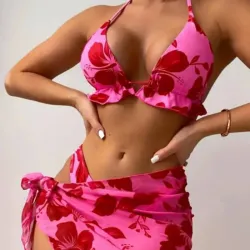 Bikini de 3 piezas con estampado floral 