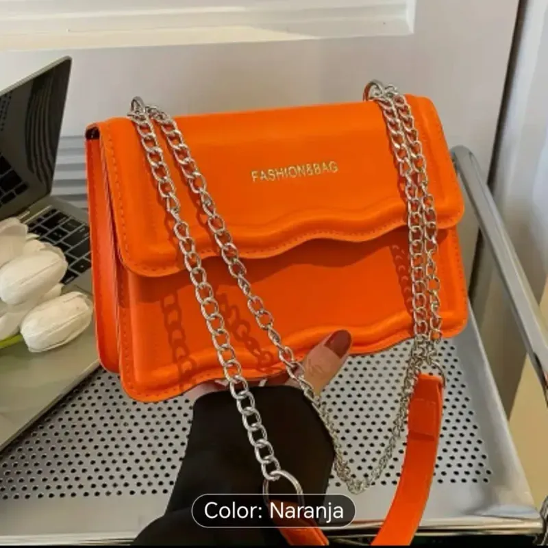 Cartera con correa de cadena metálica 