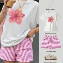 Conjunto playero de short de rayas y pulover ancho